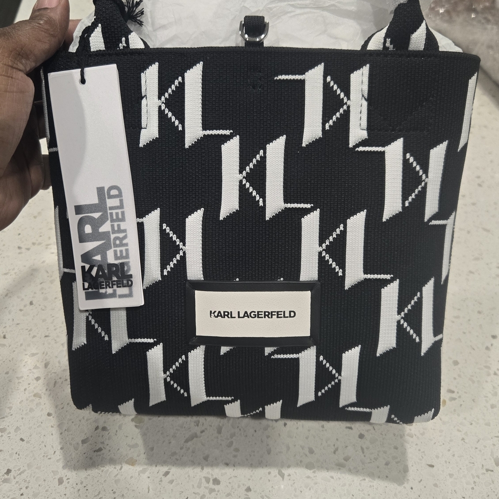 Karl Lagerfeld Black & White Monogram Belt Bag